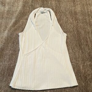 White Ribbed Sleeveless Top